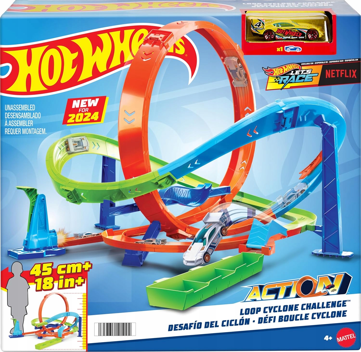 Sada výziev Hot Wheels Let's Race Cyclone Loop + 1 auto